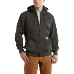 Carhartt Sweatshirts: Men's 100614 306 Peat Rain Defender Zip Front Hooded Sweatshirt