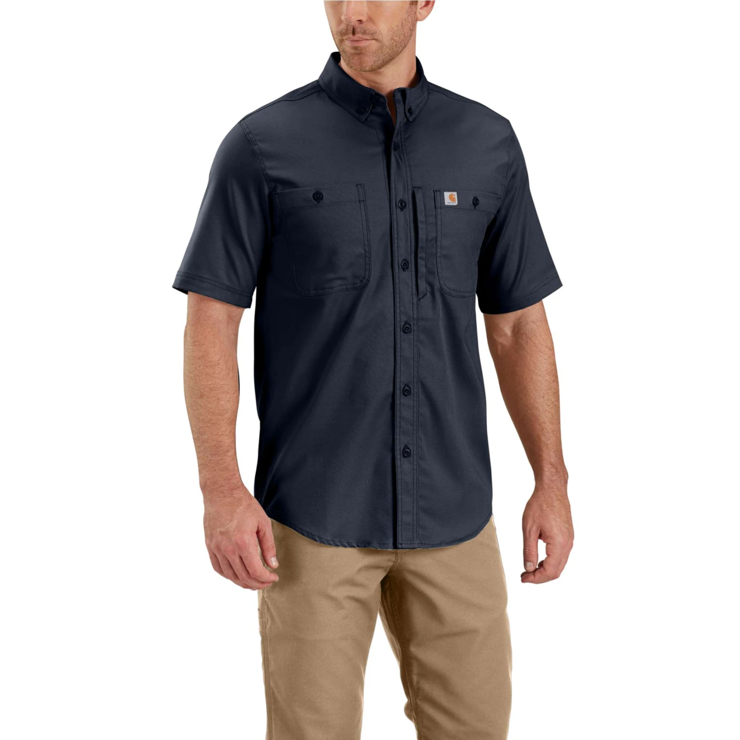 Carhartt Men's Shirt: 102537 412 Navy Short Sleeve Rugged Professional 1 Carhartt Men's Shirt: 102537 412 Navy Short Sleeve Rugged Professional