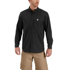Carhartt Shirt Men's: 102538 001 Black Long Sleeve Rugged Professional