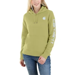 Carhartt Sweatshirts: Women's 102791 GB9 Green Olive Heather Graphic Clarksburg Pullover Hoodie