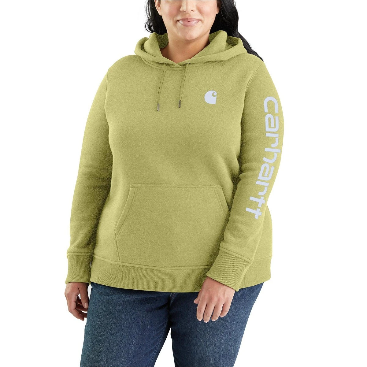 Carhartt Sweatshirts: Women's 102791 GB9 Green Olive Heather Graphic Clarksburg Pullover Hoodie 2 Carhartt Sweatshirts: Women's 102791 GB9 Green Olive Heather Graphic Clarksburg Pullover Hoodie - Image 2