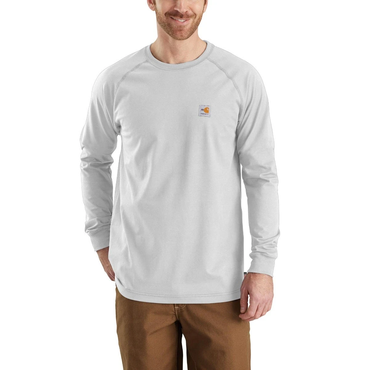 Carhartt FR Shirts: Men's 102904 051 Light Grey Flame-Resistant Force Long-Sleeve T-Shirt 1 Carhartt FR Shirts: Men's 102904 051 Light Grey Flame-Resistant Force Long-Sleeve T-Shirt