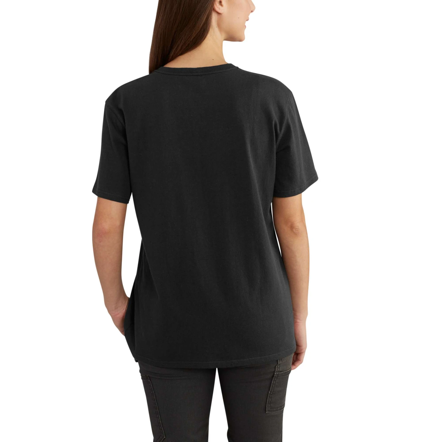 Carhartt Women's Shirt: WK87 103067 001 Black Short Sleeve Pocket Loose Fit Tshirt 2 Carhartt Women's Shirt: WK87 103067 001 Black Short Sleeve Pocket Loose Fit Tshirt - Image 2