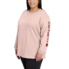 Carhartt Shirts: Women's 103401 P15 Ash Rose Loose Fit Heavyweight Long Sleeve Graphic T-Shirt