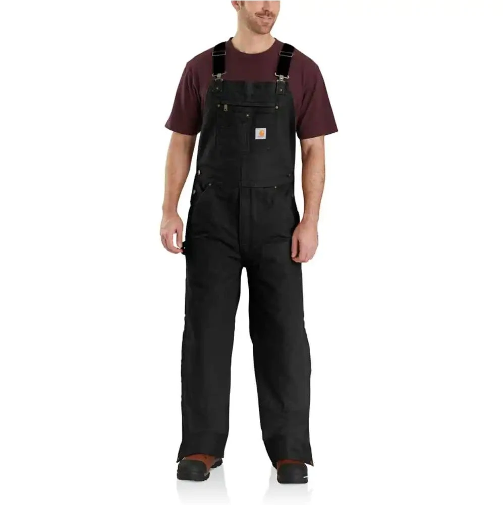 Carhartt Overalls: Men's 104031 BLK Black Insulated Loose Fit Washed Duck Overalls 1 Carhartt Overalls: Men's 104031 BLK Black Insulated Loose Fit Washed Duck Overalls