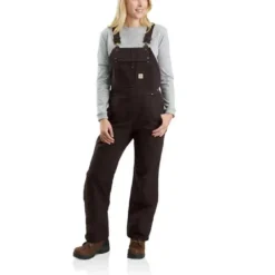 Carhartt Overalls: Women's 104049 DKB Dark Brown Quilt Lined Duck Bib Overall
