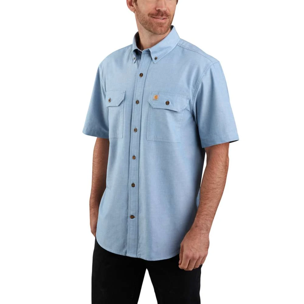 Carhartt Shirt: Men's 104369 CBL Blue Chambray Midweight Short Sleeve Button Down Shirt 1 Carhartt Shirt: Men's 104369 CBL Blue Chambray Midweight Short Sleeve Button Down Shirt