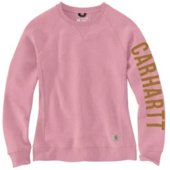 Carhartt Sweatshirts: Women's 104410 V48 Foxglove Heather Crewneck Relaxed Fit Graphic Sweatshirt -Tessvero Sales Store 104410 v48 2edit