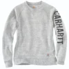 Carhartt Sweatshirts: Women's 104410 E07 Asphalt Heather Nep Crewneck Relaxed Fit Graphic Sweatshirt