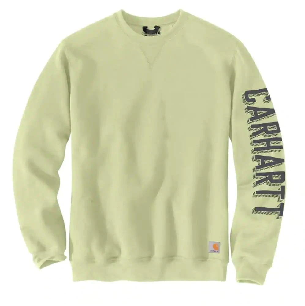 Carhartt Sweatshirts: Men's 104904 G68 Pastel Lime Crewneck Midweight Loose Fit Sleeve Graphic Sweatshirt 1 Carhartt Sweatshirts: Men's 104904 G68 Pastel Lime Crewneck Midweight Loose Fit Sleeve Graphic Sweatshirt