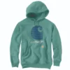 Carhartt Sweatshirts: Men's 105431 L05 Slate Green Heather Defender Loose Fit “C” Logo Graphic Sweatshirt