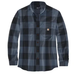 Carhartt Shirts: Men's 105432 I26 Navy Midweight Rugged Flex Relaxed Fit Flannel Shirt