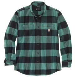 Carhartt Shirts: Men's 105432 L04 Slate Green Midweight Rugged Flex Relaxed Fit Flannel Shirt