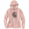 Carhartt Sweatshirts: Women's 105636 P15 Ash Rose Rain Defender Relaxed Fit “C” Logo Graphic Sweatshirt