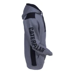 CAT Apparel Sweatshirts: Men's 1910802 004 Grey Logo Panel Hooded Sweatshirt -Tessvero Sales Store 1910802 004 3