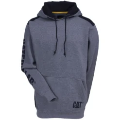 CAT Apparel Sweatshirts: Men's 1910802 004 Grey Logo Panel Hooded Sweatshirt -Tessvero Sales Store 1910802 004 5 1