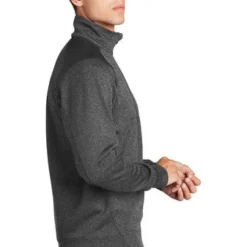 Sport-Tek Sweatshirts: Men's F247 GRA Graphite Heather Tech Fleece 1/4-Zip Pullover -Tessvero Sales Store 4718 gphheather 3 f247gphheathermodelside1 337w