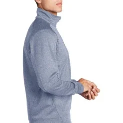 Sport-Tek Sweatshirts: Men's F247 GRY Grey Heather Tech Fleece 1/4-Zip Pullover -Tessvero Sales Store 4718 greyhthr 3 f247greyhthrmodelside1 337w