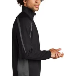 Sport-TeK Sweatshirts: Men's ST851 BCG Black Charcoal Grey Stretch 1/2-Zip Colorblock Pullover 6 Sport-TeK Sweatshirts: Men's ST851 BCG Black Charcoal Grey Stretch 1/2-Zip Colorblock Pullover -Tessvero Sales Store 5496 blkchrgy 3 st851blkchrgymodelside1 337w