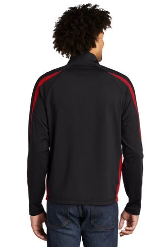 Sport-TeK Sweatshirts: Men's ST851 BTR Black True Red Stretch 1/2-Zip Colorblock Pullover 4 Sport-TeK Sweatshirts: Men's ST851 BTR Black True Red Stretch 1/2-Zip Colorblock Pullover - Image 4