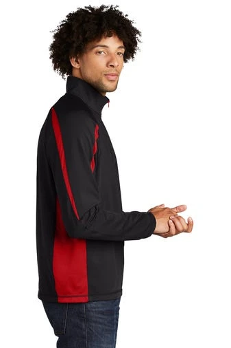 Sport-TeK Sweatshirts: Men's ST851 BTR Black True Red Stretch 1/2-Zip Colorblock Pullover 3 Sport-TeK Sweatshirts: Men's ST851 BTR Black True Red Stretch 1/2-Zip Colorblock Pullover - Image 3