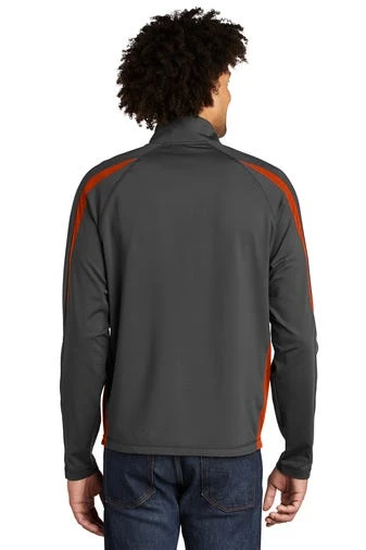 Sport-TeK Sweatshirts: Men's ST851 CGDO Charcoal Grey Deep Orange Stretch 1/2-Zip Colorblock Pullover 4 Sport-TeK Sweatshirts: Men's ST851 CGDO Charcoal Grey Deep Orange Stretch 1/2-Zip Colorblock Pullover - Image 4