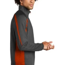 Sport-TeK Sweatshirts: Men's ST851 CGDO Charcoal Grey Deep Orange Stretch 1/2-Zip Colorblock Pullover 6 Sport-TeK Sweatshirts: Men's ST851 CGDO Charcoal Grey Deep Orange Stretch 1/2-Zip Colorblock Pullover -Tessvero Sales Store 5496 chgydpor 3 st851chgydpormodelside1 337w