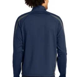 Sport-TeK Sweatshirts: Men's ST851 TNCG True Navy Charcoal Grey Stretch 1/2-Zip Colorblock Pullover 7 Sport-TeK Sweatshirts: Men's ST851 TNCG True Navy Charcoal Grey Stretch 1/2-Zip Colorblock Pullover -Tessvero Sales Store 5496 tnvchargy 2 st851tnvchargymodelback1 337w