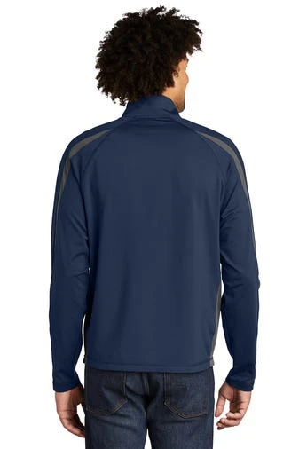 Sport-TeK Sweatshirts: Men's ST851 TNCG True Navy Charcoal Grey Stretch 1/2-Zip Colorblock Pullover 4 Sport-TeK Sweatshirts: Men's ST851 TNCG True Navy Charcoal Grey Stretch 1/2-Zip Colorblock Pullover - Image 4