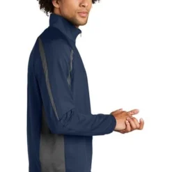 Sport-TeK Sweatshirts: Men's ST851 TNCG True Navy Charcoal Grey Stretch 1/2-Zip Colorblock Pullover 6 Sport-TeK Sweatshirts: Men's ST851 TNCG True Navy Charcoal Grey Stretch 1/2-Zip Colorblock Pullover -Tessvero Sales Store 5496 tnvchargy 3 st851tnvchargymodelside1 337w