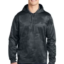 Sport-Teck Sweatshirts: Men's ST240 DSG Dark Smoke Grey Sport-Wick CamoHex Fleece Hooded Pullover