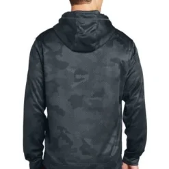 Sport-Teck Sweatshirts: Men's ST240 DSG Dark Smoke Grey Sport-Wick CamoHex Fleece Hooded Pullover -Tessvero Sales Store 6647 dksmkgy 2 st240dksmkgymodelback1 337w