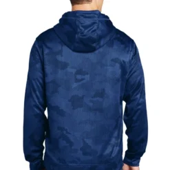 Sport-Teck Sweatshirts: Men's ST240 TR True Royal Sport-Wick CamoHex Fleece Hooded Pullover -Tessvero Sales Store 6647 trueroyal 2 st240trueroyalmodelback1 1200w