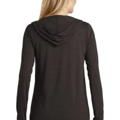 District Cardigans: Women's DT156 BKFST Black Forest Perfect Tri Hooded Cardigan -Tessvero Sales Store 9206 blackfrost 2 dt156blackfrostmodelback 337w