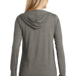 District Cardigans: Women's DT156 GYFST Grey Frost Perfect Tri Hooded Cardigan -Tessvero Sales Store 9206 greyfrost 2 dt156greyfrostmodelback 337w