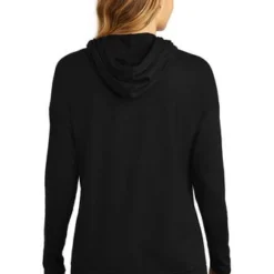 District Sweatshirts: Women's DT671 BLK Black Featherweight French Terry Hoodie -Tessvero Sales Store 9748 black 2 dt671blackmodelback 337w