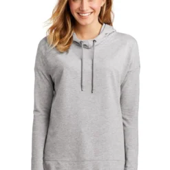District Sweatshirts: Women's DT671 LHG Light Heather Grey Featherweight French Terry Hoodie