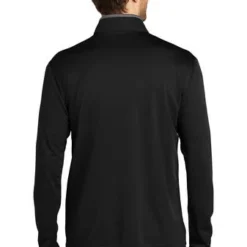 Port Authority Shirts: Men's K584 BSTG Black Steel Grey Silk Touch Performance 1/4-Zip Shirt -Tessvero Sales Store 9771 blacksteelgy 2 k584blacksteelgymodelback 337w