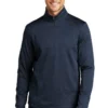 Port Authority Sweatshirts: Men's F248 DBNH Dress Blue Navy Heather Diamond 1/4 Zip Pull Over