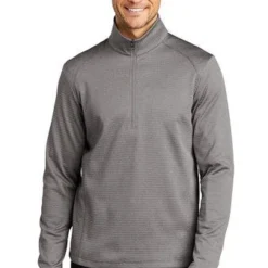 Port Authority Sweatshirts: Men's F248 GGH Gusty Grey Heather Diamond 1/4 Zip Pull Over