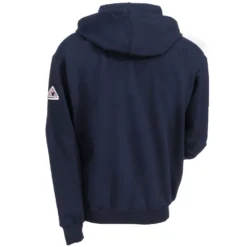 Bulwark Sweatshirts: Men's SEH4 NV Navy Flame-Resistant Hooded Zip-Up Sweatshirt -Tessvero Sales Store bulwark seh4nv2 b 01