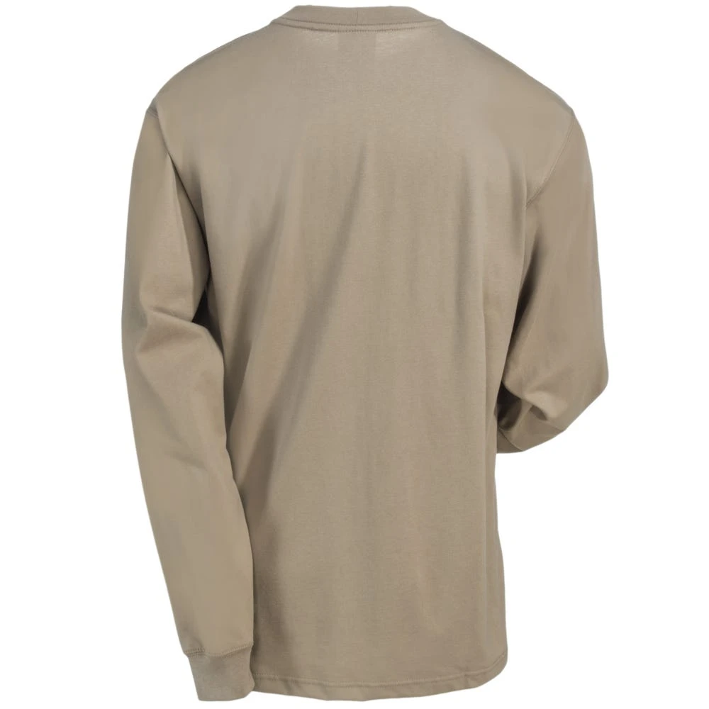 Carhartt Force Shirts: Men's 100235 250 Khaki Flame-Resistant Force Cotton Long-Sleeve T-Shirt 3 Carhartt Force Shirts: Men's 100235 250 Khaki Flame-Resistant Force Cotton Long-Sleeve T-Shirt - Image 3