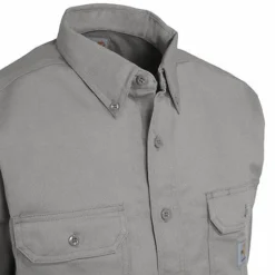 Carhartt Shirts: Men's FRS160 GRY Gray Flame Resistant Twill Shirt -Tessvero Sales Store carhartt frs160gry cd 01