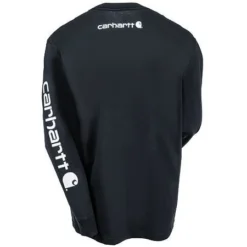 Carhartt Shirts: Men's Black K231 BLK Logo Cotton Jersey Long Sleeve Tee Shirt