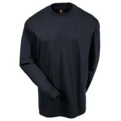 Carhartt Shirts: Men's Black K231 BLK Logo Cotton Jersey Long Sleeve Tee Shirt -Tessvero Sales Store carhartt k231 blk f 01