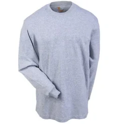 Carhartt Shirts: Men's Heather Grey K231 HGY Logo Long Sleeve Shirt -Tessvero Sales Store carhartt k231 hgy f 01