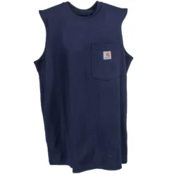 Carhartt Shirts: Men's Navy 100374 412 Workwear Pocket Sleeveless T-Shirt -Tessvero Sales Store carhartt 100374 412 1
