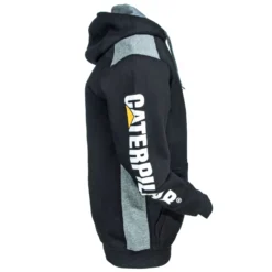 CAT Apparel Sweatshirts: Men's 1910802 016 Black Logo Panel Hooded Sweatshirt -Tessvero Sales Store cat 1910802 016 r 01