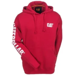 CAT Apparel Sweatshirts: Men's 1910709 155 Chili Pepper Red Hooded Sweatshirt -Tessvero Sales Store cat apparel 1910709 155 f 01