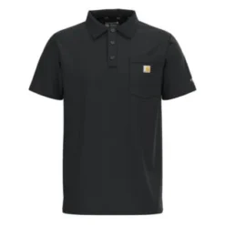 Carhartt Force Shirts: Men's 103569 001 Black Force Cotton Delmont Pocket Polo -Tessvero Sales Store detail 103569 001 p 1
